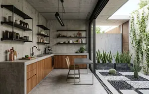 6 Inspirasi Dapur Minimalis yang Menyatu dengan Taman Kering, Estetik dan Sejuk