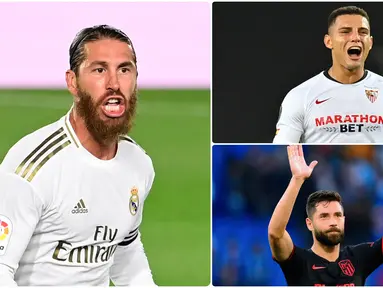 Performa Sergio Ramos bersama Real Madrid menjadikan dirinya sebagai salah satu bek terbaik di kompetisi Liga Spanyol. Selain Sergio Ramos, tercatat ada beberapa bek tangguh lainnya yang bermain apik di kompetisi Liga Spanyol. Berikut 5 bek tangguh di Liga Spanyol. (kolase foto AFP)