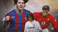 Ilustrasi - Foto Lawas Cristiano Ronaldo, Lionel Messi, Sergio Ramos (Bola.com/Adreanus Titus)