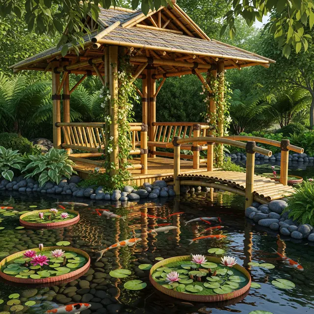 Model Kolam Ikan dengan Gazebo