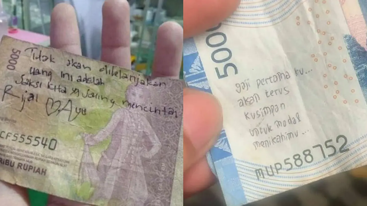 Coretan Pesan Romantis di Uang Kertas, Bikin Senyum-senyum Sendiri