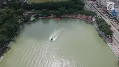 Foto aerial suasana kawasan Danau Sunter, Jakarta Utara, Jumat (23/2). Penataan kawasan Danau Sunter memasuki tahap finishing atau penyelesaian akhir. (Liputan6.com/Arya Manggala)
