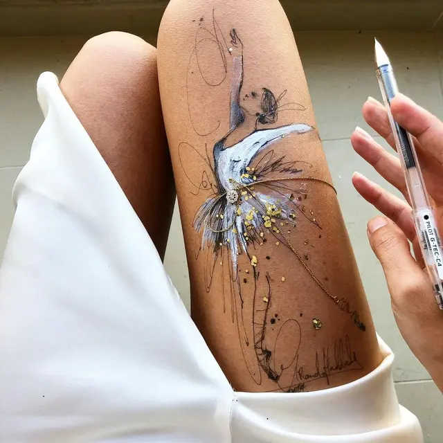 6 Kreasi Seni Lukis Gambar Balerina di Paha Ini Hasilnya Memukau
