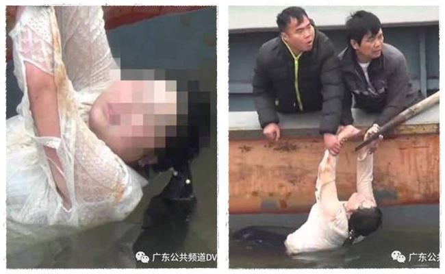 Seorang wanita mencoba bunuh diri dengan menceburkan diri ke sungai namun aksinya gagal | Photo: Copyright shanghaiist.com