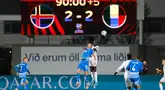 Timnas Prancis harus rela berbagi poin setelah ditahan imbang 2-2 oleh Islandia dalam laga Kualifikasi Piala Dunia 2026 yang digelar di Stadion Laugardalsvollur, Reykjavik, Selasa (14/10/2025) dini hari WIB. (AP Photo/Brynjar Gunnarsson)