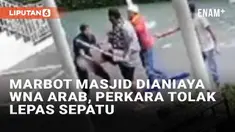 Seorang warga negara asing asal Arab Saudi terlibat gaduh di masjid Al Muqsit, Desa Tugu Utara, Cisarua, Puncak Bogor, Jawa Barat (12/1/2025). Insiden bermula dari sang WNA yang menerobos batas suci masjid tanpa melepas sepatu. Marbot yang bertugas s...