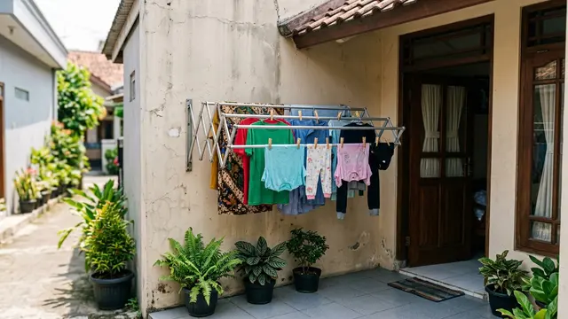 Model Jemuran untuk Teras Rumah Kecil (AI Generated)