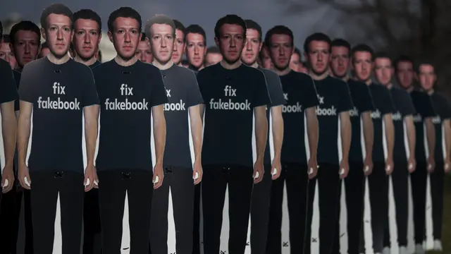 Seratus Potongan Karton Mark Zuckerberg Berjejer di Halaman Gedung Capitol AS