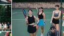 Clara Bernadeth pilih tampil aman dengan cropped tip dan rok tennis hitam. [@anyageraldine]