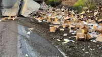18 Ton Nuget Ayam Tumpah dari Trailer Terguling Picu Jalanan Ini Ditutup