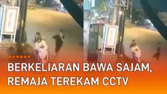 Rekaman CCTV menunjukkan aksi sekumpulan remaja berkeliaran bawa sajam di jalan