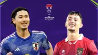 Piala Asia - Jepang Vs Timnas Indonesia - Takumi Minamino Vs Ivar Jenner (Bola.com/Adreanus Titus)