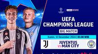 Big match Liga Champions: Juventus vs Manchester City pada matchweek ke 6 di Vidio pekan ini. (sum. doc. vidio.com)