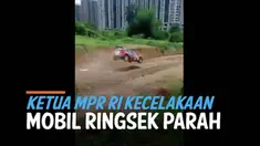 Kecelakaan parah dialami Ketua MPR RI Bambang Soesatyo saat ikuti balap rally bersama pembalap Sean Gelael. insiden terjadi di acara balap Sprint Rally 2021 di Meikarta, Bekas hari Sabtu (27/11).