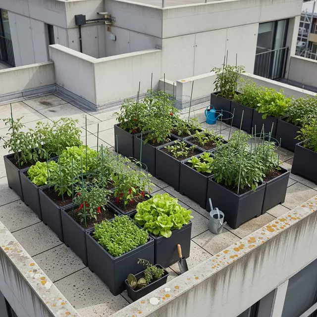 Ide Kebun Sayur di Dak Beton Rumah Tingkat (AI Generated)