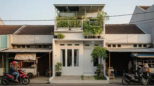 Desain Rumah Kecil dengan Rooftop Garden/ Ilustrasi AI