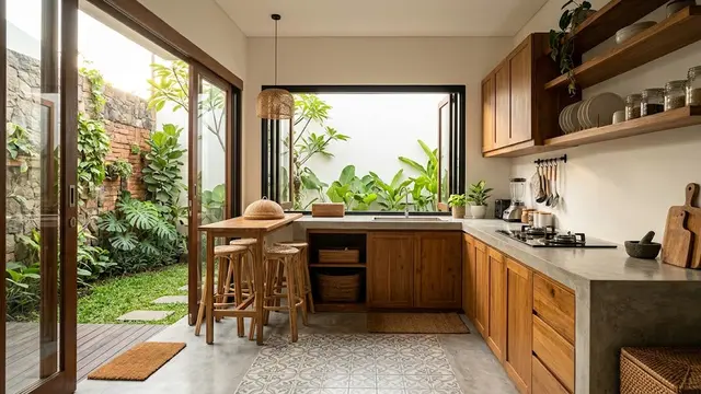 9 Inspirasi Dapur Belakang Rumah yang Menyatu dengan Alam, Nyaman untuk Memasak