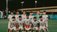 Starting XI Timnas Indonesia U-17 saat menghadapi Qatar dalam laga kedua Grup B Piala Asia U-17 2026 di Lapangan A Komplek King Abdullah Sport City Stadium, Jeddah, Arab Saudi pada Sabtu (9/5/2026). (Dok. PSSI)