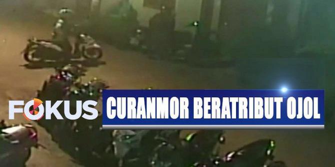 Waspada! Aksi Curanmor Beratribut Ojol Terekam CCTV