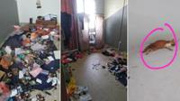 Bak kapal pecah, rumah sewa ini kondisinya bikin merinding. (Sumber: Facebook/Khirmanullah Ae)