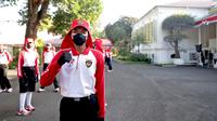 Zaidan Kamal Anwar di sela latihan Paskibraka di Istana Negara, sempat mengabadikan diri untuk berkabar dengan orang tua di Desa Purwodadi, Kabupaten Grobogan. (Foto: Liputan6.com/dok Zaidan Kamal Anwar)