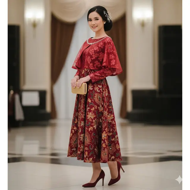 Model Kombinasi Cape Brokat