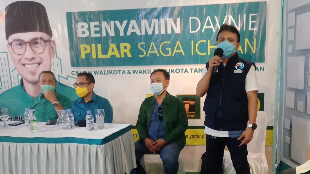 Tim pemenangan Benyamin Davnie-Pilar Saga Ichsan usai unggul Pilkada Tangsel 2020 versi hitung cepat