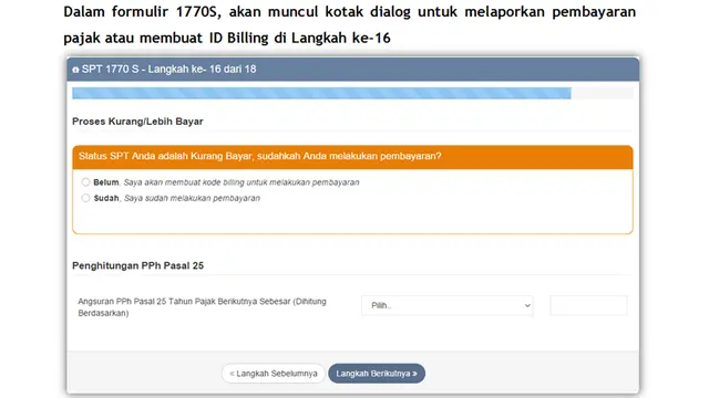 Simulasi e-Filing Kurang Bayar
