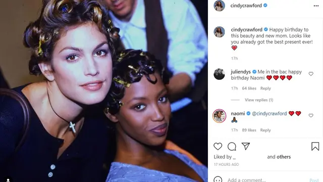 Naomi Campbell dan Cindy Crawford. (Instagram/ cindycrawford)