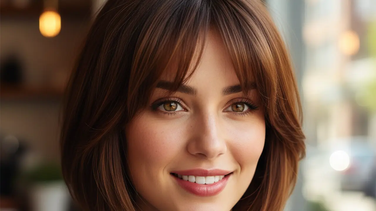 A-Line Bob dengan Poni Layer