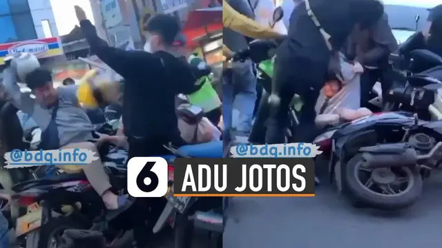 Terekam kamera pengendara lain yang sedang melintas. Adu jotos antar pengendara motor di tengah jalan.