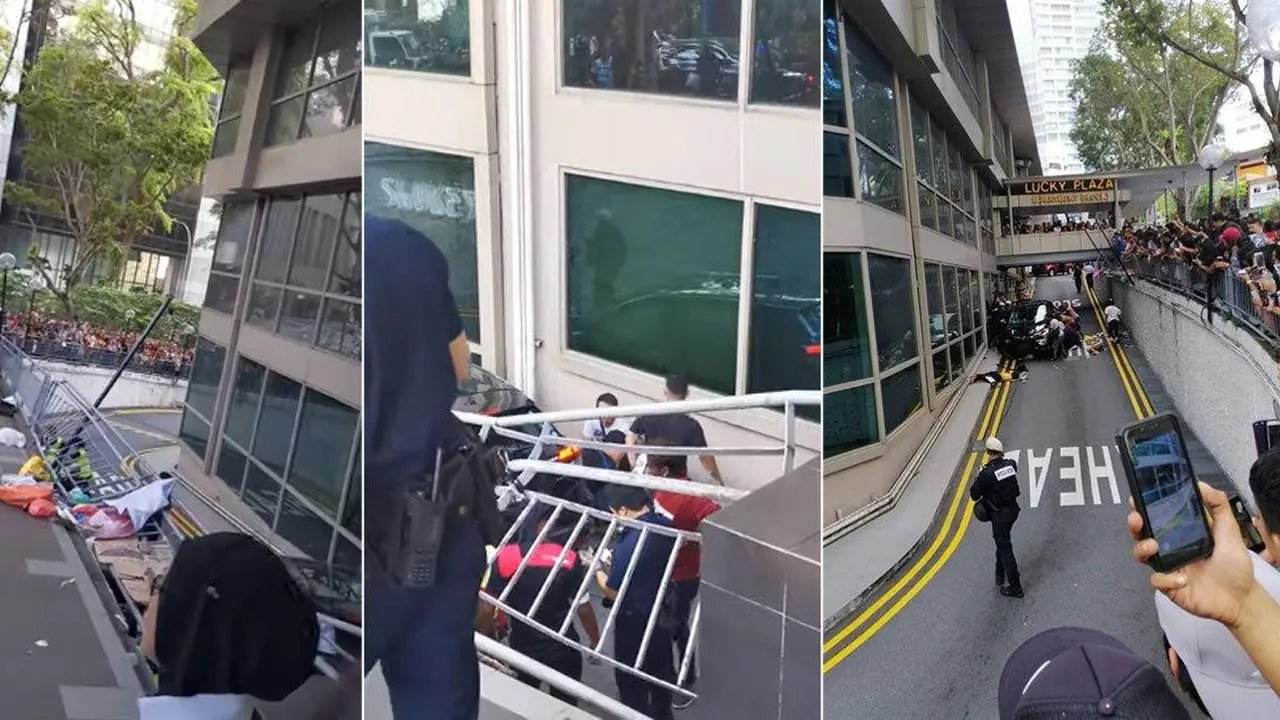 Kecelakaan mobil di Lucky Plaza menewaskan dua orang Filipina.