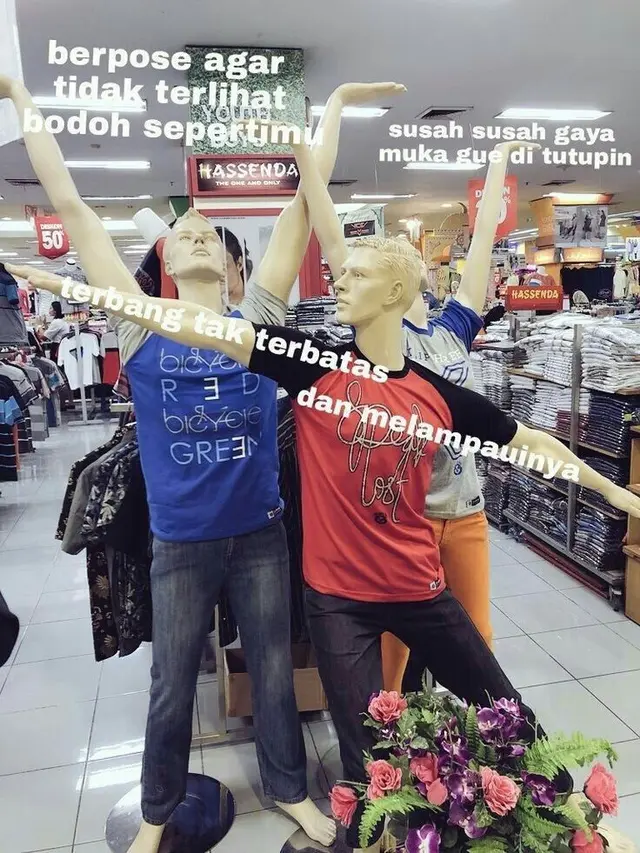 6 Manekin Pakaian Pria Ini Berpose Nyeleneh, Pembeli Tepuk Jidat