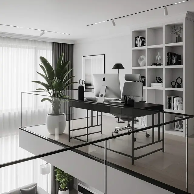 Desain Rumah Mezzanine Modern dengan Workspace Cozy di Atas