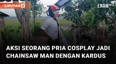 Aksi seorang pria cosplay jadi seorang tokoh di anime yaitu Chainsaw Man menarik perhatian