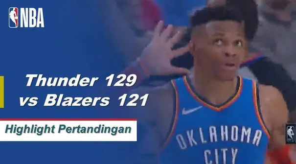 Russell Westbrook mencetak 37 poin dan Paul George menambah 32 dengan 14 rebound ketika Thunder mengatasi 51 poin dari Damian Lillard untuk menyapu seri musim dengan Blazers.