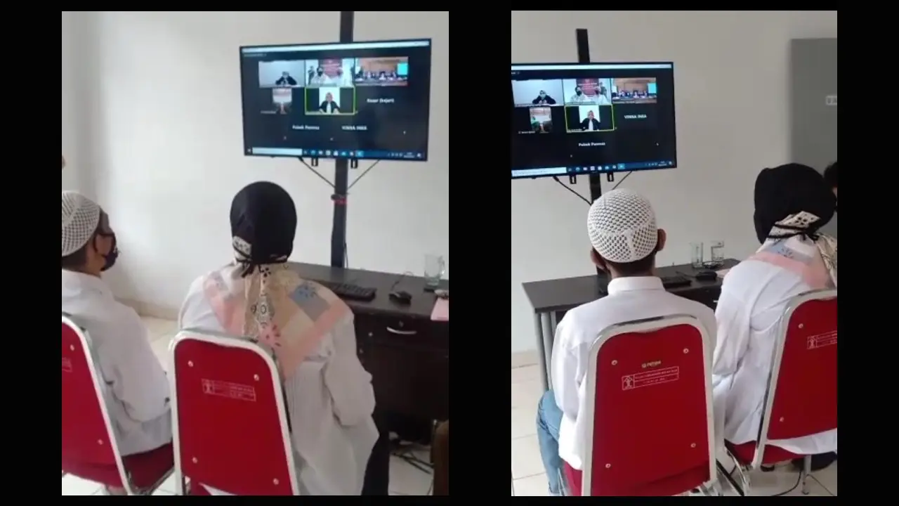 Model Catherine Wilson saat mengikuti sidang, Rabu (6/1/2021)