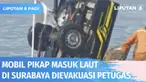 Sebuah mobil pikap di Dermaga Jamrud Utara, Tanjung Perak Surabaya, terjun ke laut. Saksi menyebut, mobil yang bersandar saat ditinggal sopir ke kamar mandi tiba-tiba berjalan mundur hingga terjun ke laut. Diduga sopir lupa memasang rem tangan.