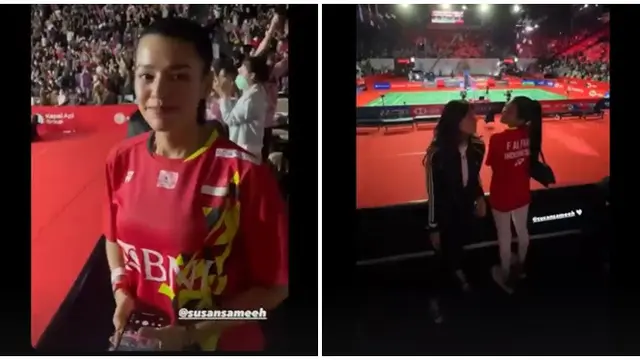 Sempat Dikira Putus, Ini 6 Potret Susan Sameh Nonton Fajar Alfian di Final Indonesia Masters