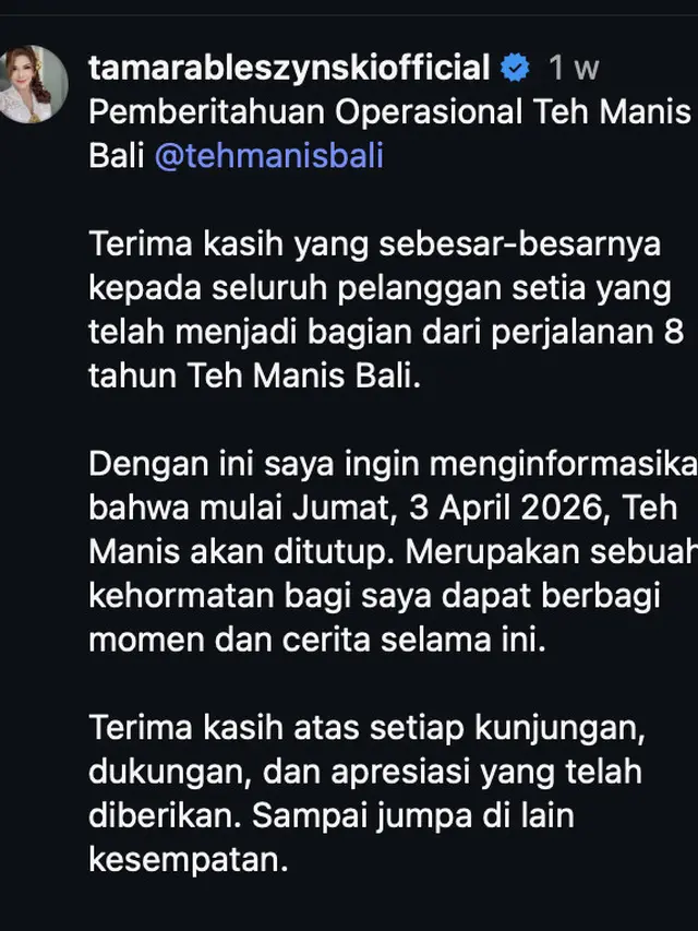 Potret Kafe Milik Tamara Bleszynski di Bali
