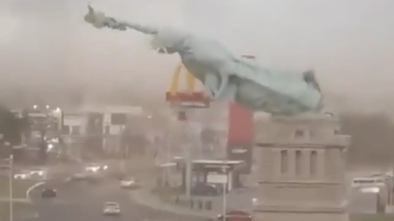 patung liberty brasil roboh