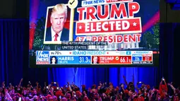 Kandidat Presiden dari Partai Republik Donald Trump pada Rabu (6/11/2024) dini hari menyampaikan klaim kemenangan politiknya pada Pemilihan Presiden Amerika Serikat (Pilpres AS). (Jim WATSON/AFP)