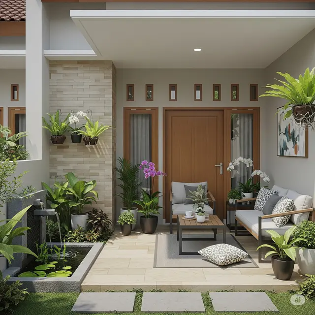Tips Menata Teras Kecil Depan Rumah yang Sempit/Ilustrasi AI