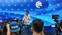 Menteri Komunikasi dan Informatika (Menkominfo) Johnny G. Plate dalam konferensi persnya di Jakarta pada Rabu (3/8/2022). (Liputan6.com/Giovani Dio Prasasti)