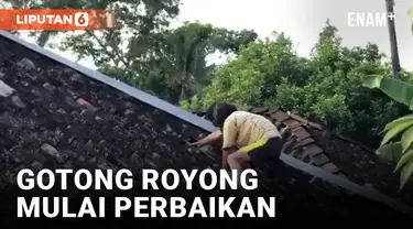 Warga Mulai Gotong Royong Lakukan Perbaikan Rumah Akibat Gempa Yogya