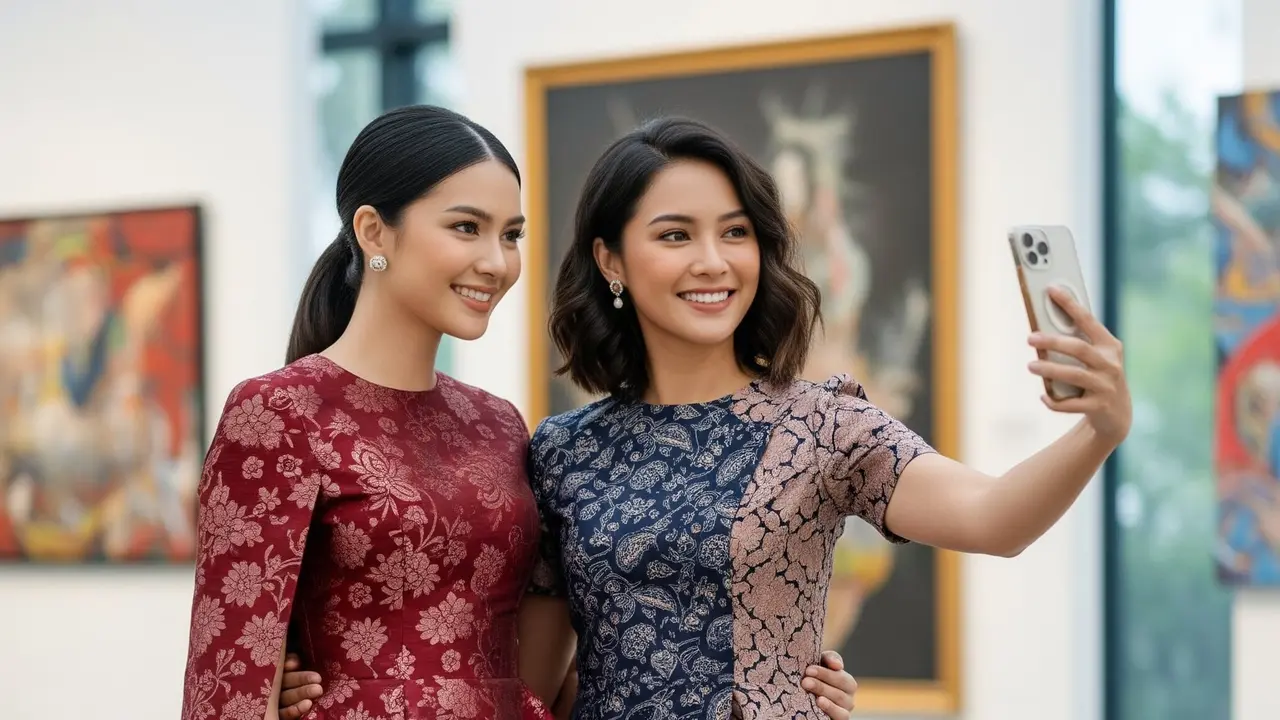 Model Batik Kombinasi Brokat Lengan Layer Modis 2025