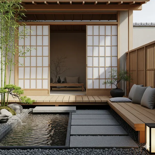 Desain Teras Rumah Kecil dengan Konsep Minimalis Jepang