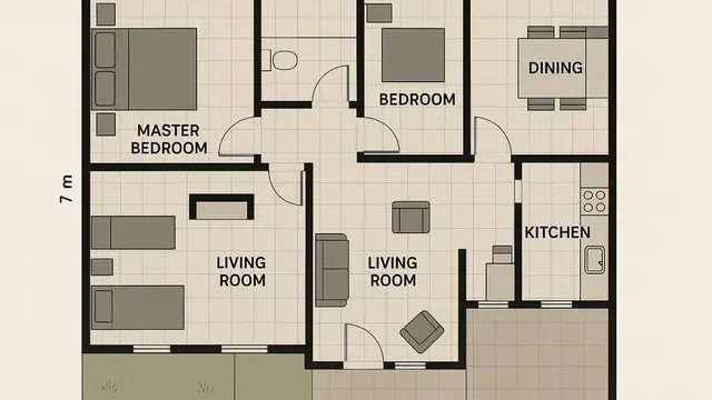 Desain Rumah Ukuran 7x10 Sederhana 3 Kamar Tidur