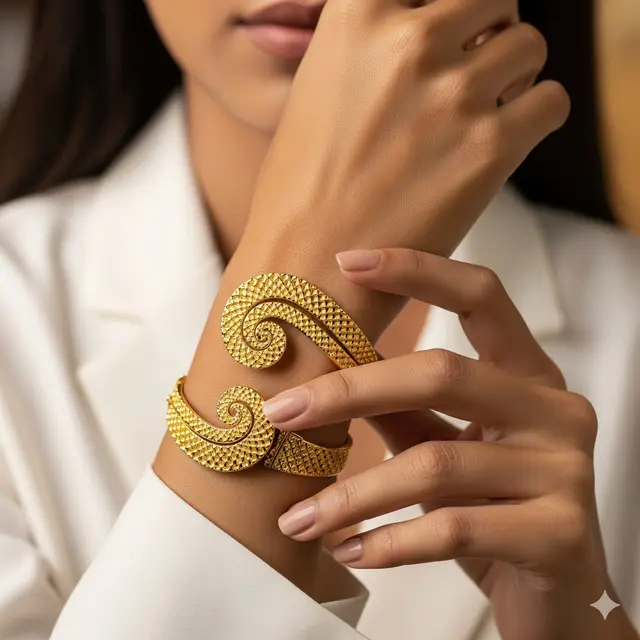 Gelang Spiral Geometris Bertekstur