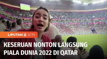 Sensasi nonton langsung Piala Dunia 2022 di Qatar. Stadion berkapasitas 60 ribu orang itu hampir terisi penuh. Tuan rumah Qatar dalam laga pembuka dibungkam 2-0 oleh Ekuador. Sepanjang pertandingan, penonton tertib.